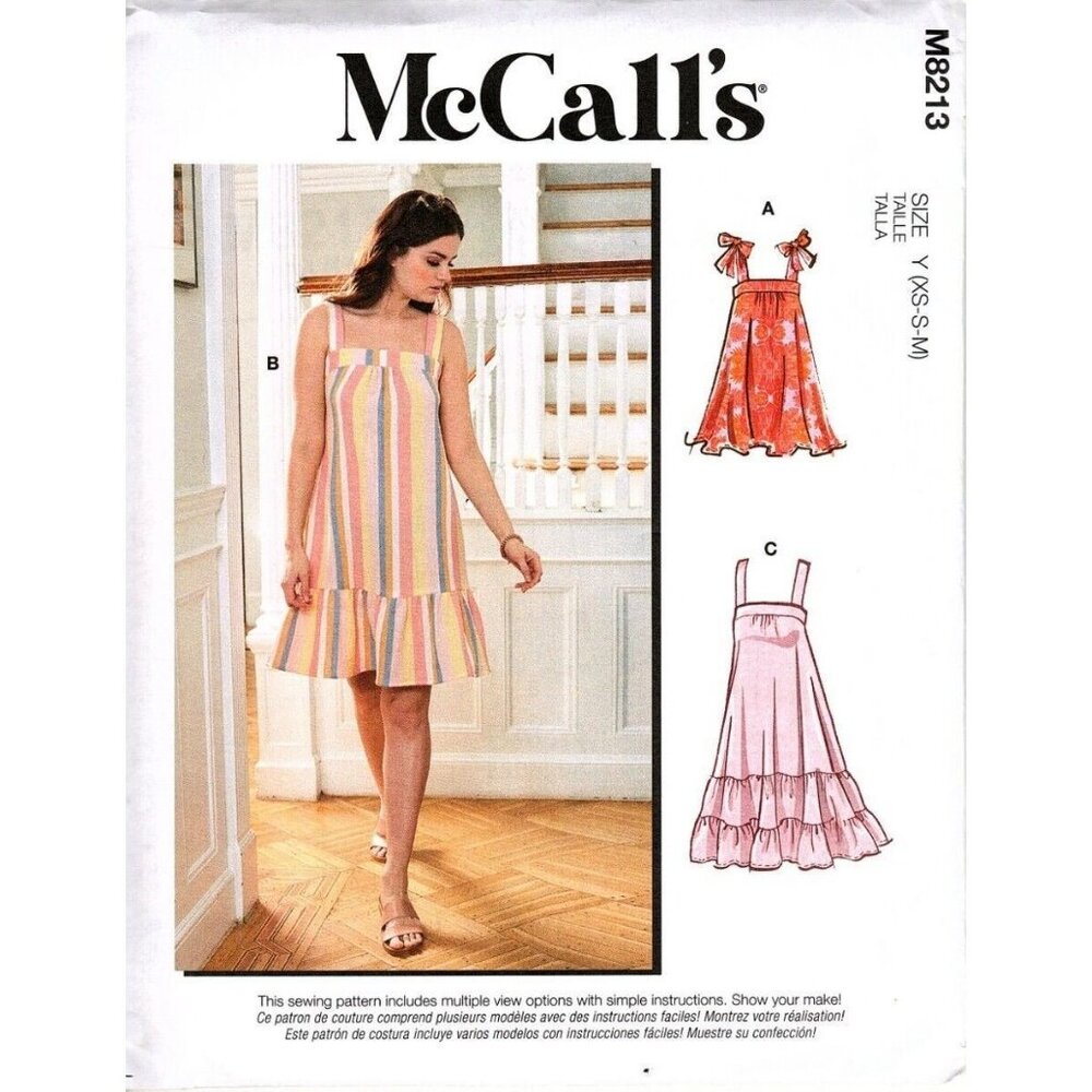 McCall's M8213 Misses XS to M Loose Fitting Tiered Sundresses Sewing Pattern